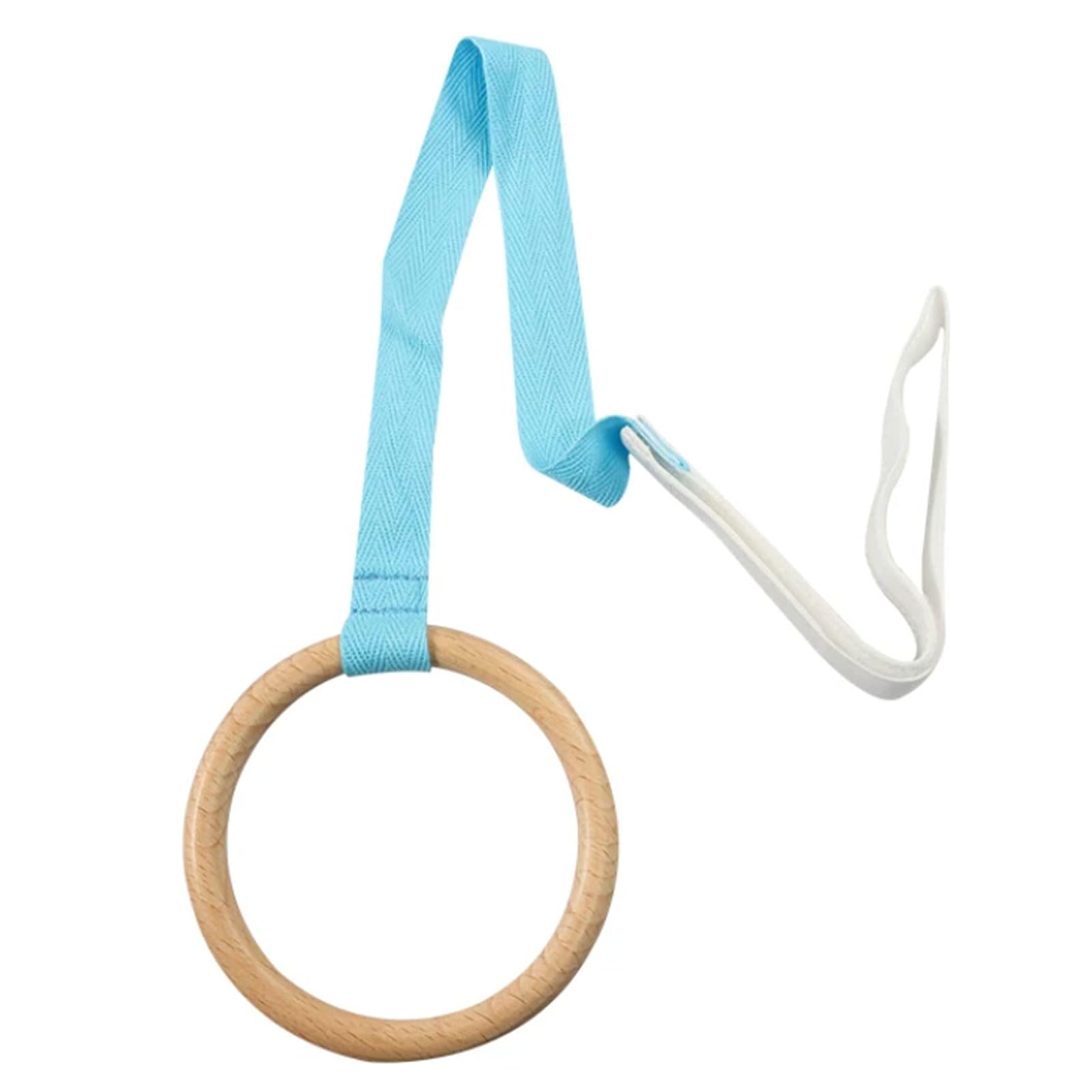 Ttnmrc One Color Montessori Beechwood Hanging Ring Toy - Natural Wooden Grasping Ring, Baby Gym Hanging Toy