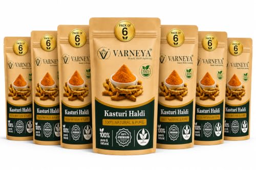 VARNEYA Naturals Kasturi Haldi 100g| Wild Turmeric (Curcuma Aromatica) | Pure Organic Raw Herbal | Premium Quality (Pack OF 6)