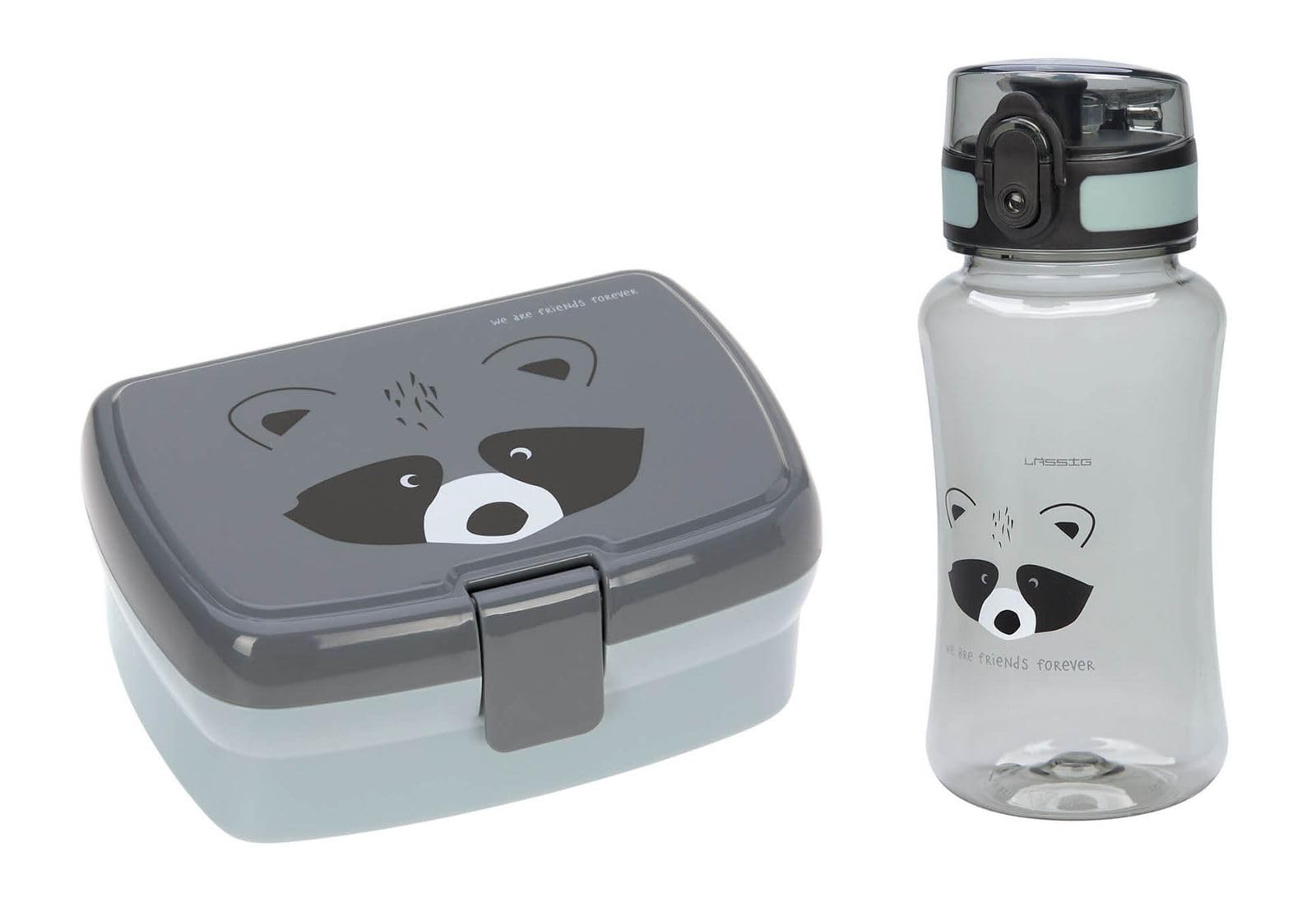 LÄSSIG Lunch Set with Lunchbox and Drinking Bottle About Friends Racoon