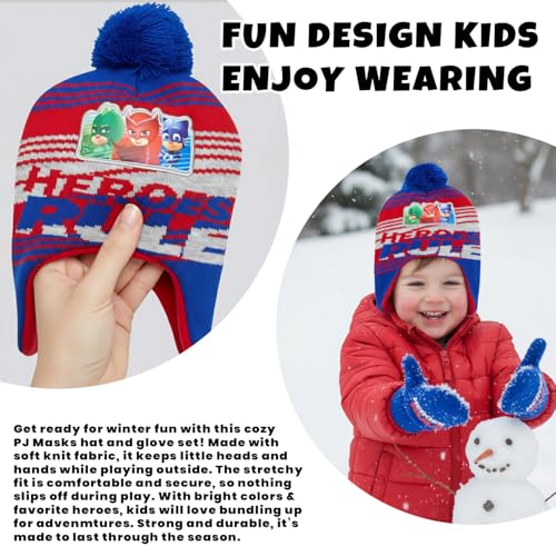 Image of PJ Masks Winter Hat and 2 Pair of Gloves or Mittens Set (Age 2-7)