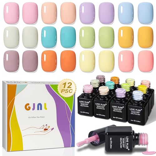 Set de esmaltes en gel Macaron GJNL 12 colores miniatura 1