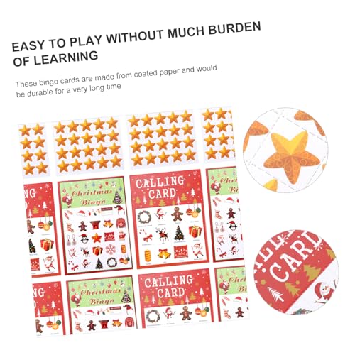 HOOTNEE 37 Pièces Bingo de Noël Cartes de Jeu Cartes de Bingo d'hiver de noël Carte de Bingo Jeu de Noel Jeux pour Noel Carte de Jeu de Bingo Loto de noël Ensemble de Jeu bourrage Papier – Image 7