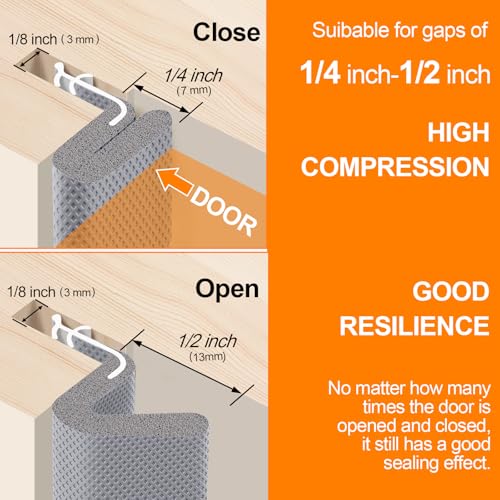 Image of 40FT Kerf V‑Shaped Weather Stripping Door Seal, Press‑in Seal for Pre‑Cut Slot Doors, Not Self‑Adhesive, Soundproof Draft Blocker for Exterior Front Doors, Fits Large Gaps, Easy DIY Install (Grey)