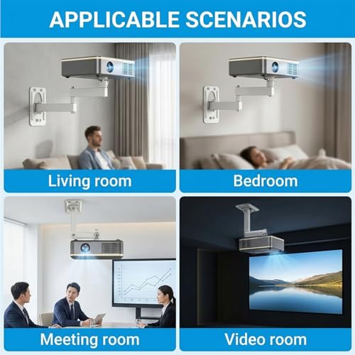 Image of ZORBES Projector Wall Mount Stand, Foldable Tilt Swivel 360, Up to 6.6 lbs