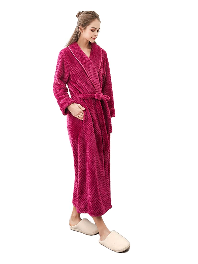 Dla dorosłych Odzież domowa Długi szlafrok, Gorset Kimono Robe Polarowy Wielokolorowy Wiele rozmiarów(Red,Female/XL)