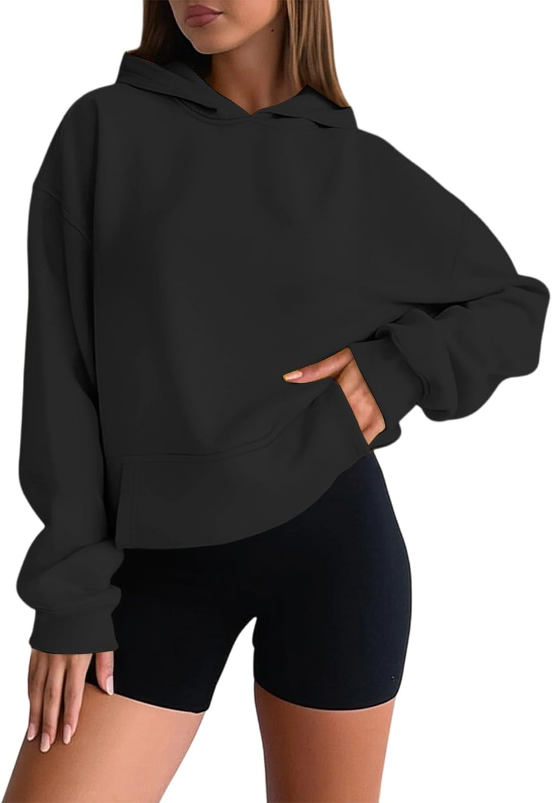 Generisch Women's Casual Hoodie Basic Pullover Soft Comfortable Long Sleeve Hoodie Top for Daily Wear All Season