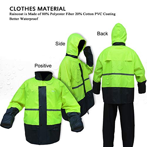 Rain Suit for Men Women Lightweight Waterproof Protective Raincoats (Jackets and Pants) Rain Gear Workwear(Large)
