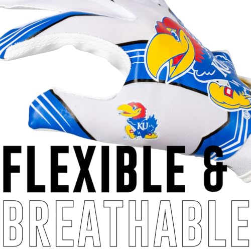 Franklin Sports NCAA Receiver Gloves - Youth XS/S - Kansas Jayhawks - image 4