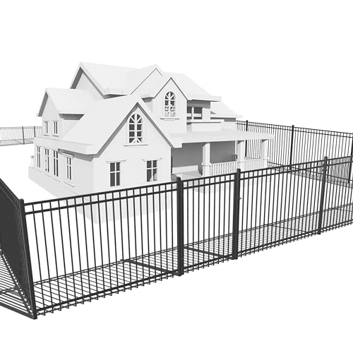 Fencer Wire 100FT Heavy Duty Flat Top Fence Barrier Kit Anti-Rust Metal Steel Fence with 5FT Height X 8FT Width Panels Gate Posts Connectors Outdoor Fencing for Yard Pool Patio