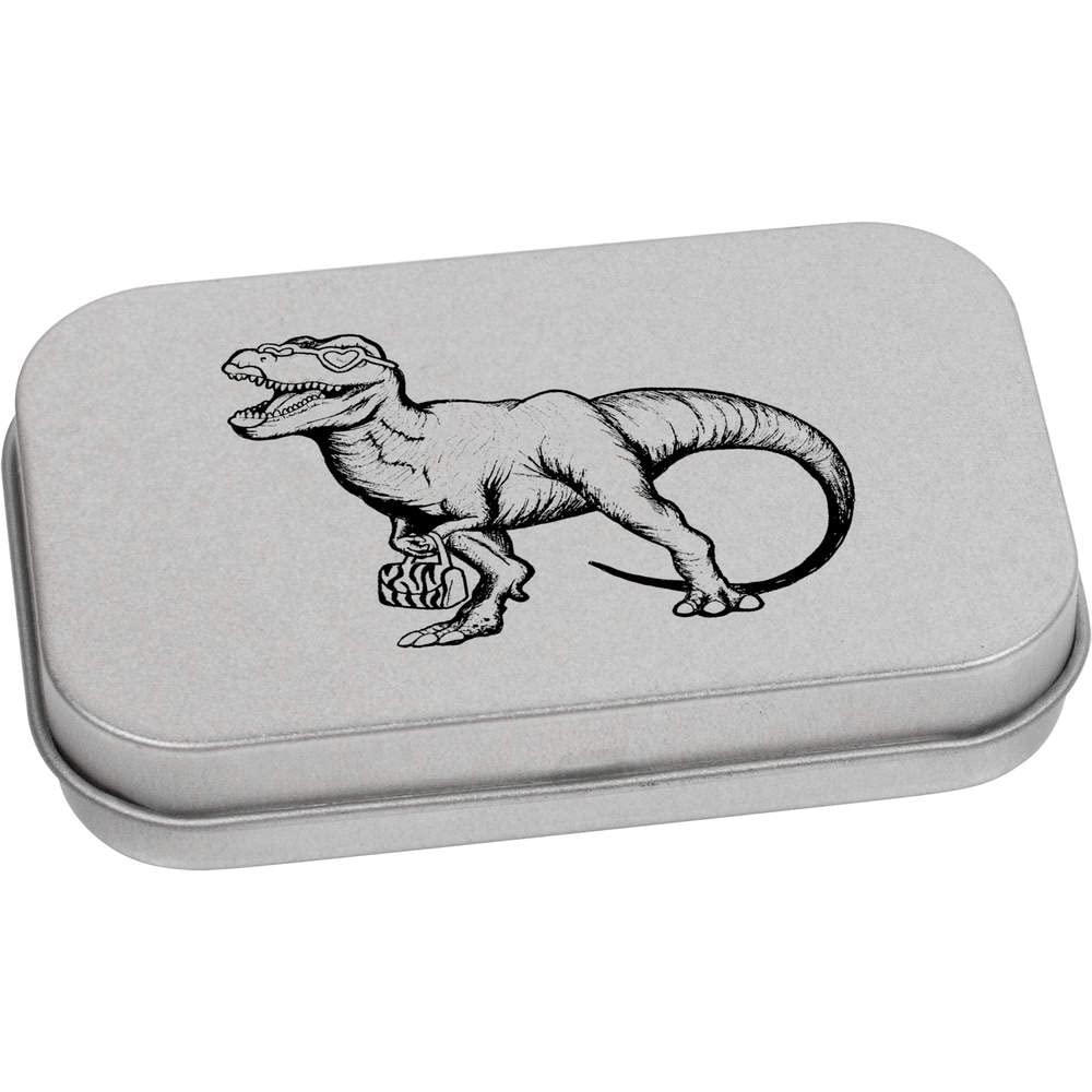Azeeda 80mm 'T-Rex With Handbag' Metal Hinged Tin/Storage Box (TT00202088)