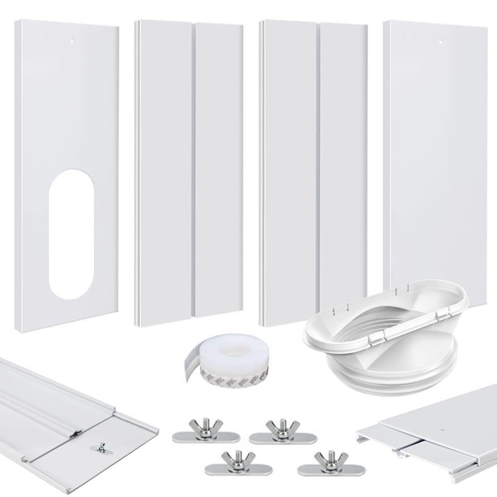 4 Piezas Kit de Ventilación de Ventana, Kit de Ventana Aire Acondicionado Portátil para diámetro 13/15cm, Aire Acondicionado Ventanas kit, Kit de Placa de Ventana de Aire Acondicionado Móvil