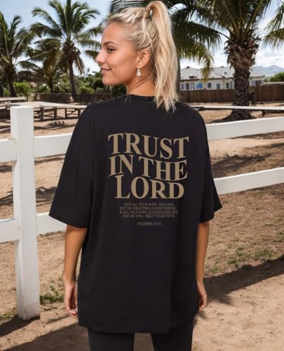 Oversized Jesus Shirts for Women Christian Faith Tshirt Trust in The Lord Saying Tee Tops3
