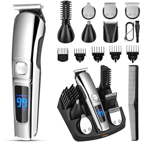 Ufree Beard Trimmer for Men, Waterproof Electric Razor for Nose, Body, Face & Mustache, Cordless Hair Clippers Shavers Grooming Kit, Gifts for Men Husband Father