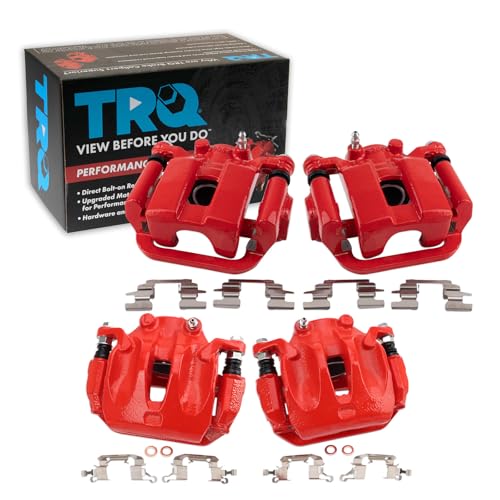 Image of TRQ Performance Front and Rear Brake Caliper Set Coated Brackets Compatible with 2003-2007 Nissan Murano