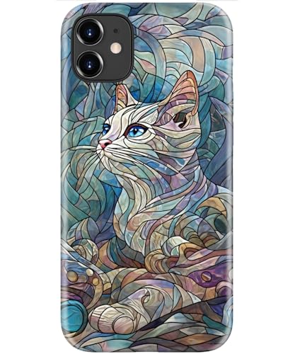 Image of Goodon for iPhone 12 Mini Case Cute - Wireless Charging Compatible - Dual-Layer Hard Shell + Silicone Cover - Protective Phone Case with Trendy Designs for Women - an Abstract Ragdoll Cat