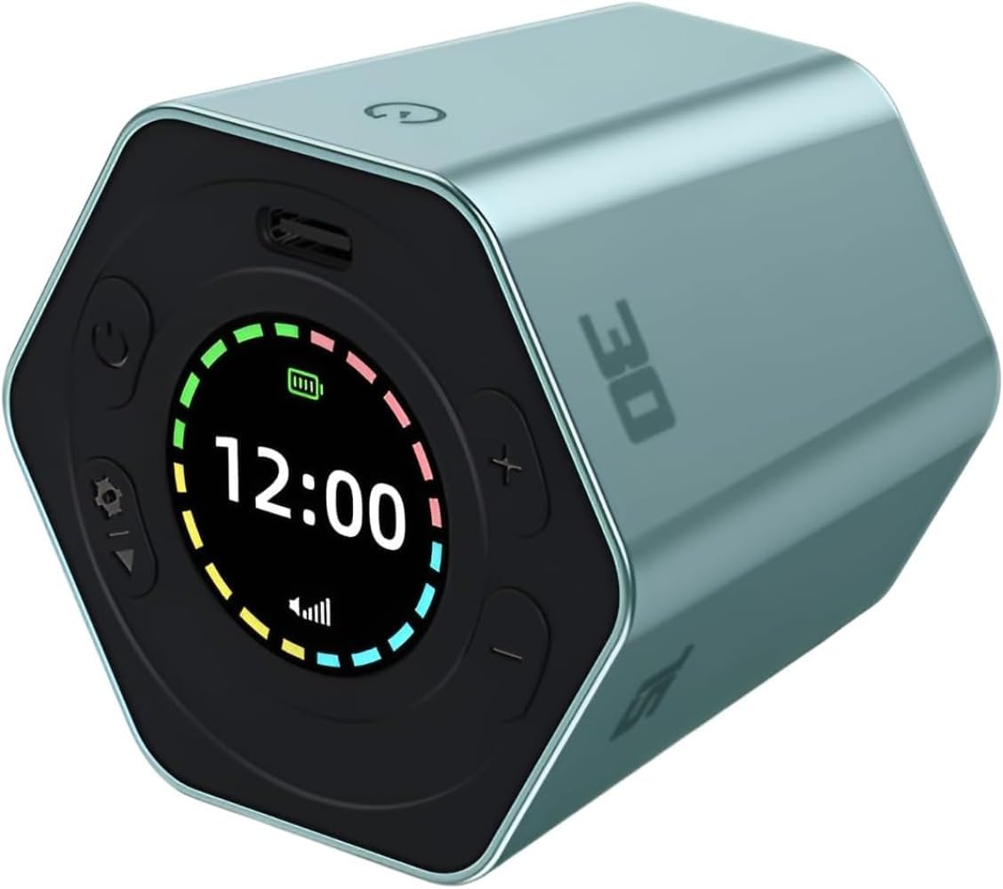 回転式ポテトタイマー【多機能六角形時計タイマー 回転センサー】ポテトランキング 磁気吸着 多用途 3段階音量調整 作業効率向上 一時