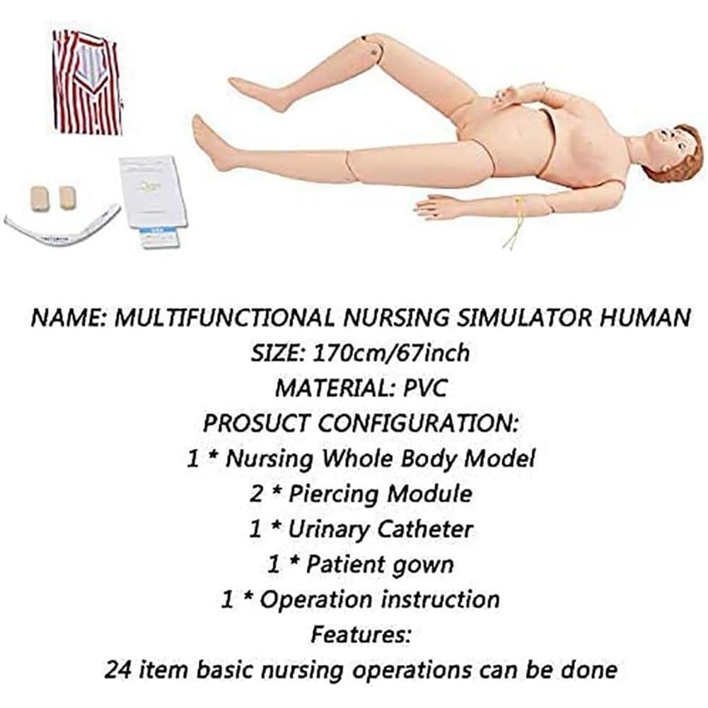 Nursing Skills CPR Dummy, lebensgroße Schaufensterpuppe, geriatrisches menschliches Modell – Ganzkörper-Patientenpflege, Trainingssimulator für Bildung und Unterricht in der medizinischen Praxis