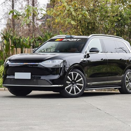 Image of Black Front and Rear Windshield Window Vinyl Decal Transparent Car Sport Banner Strip Film Universal Racing Style Decoration Sticker (Yellow Orange Red)