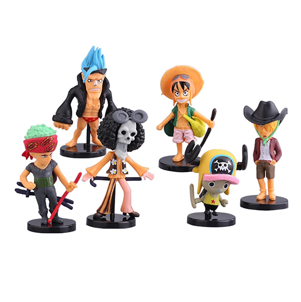 ZKTSRY Anime One Piece Action Figure,6 Pcs One Piece Cake Topper, Action Toys Figures Toy, Cake Topper Birthday cake decoration Anime Ninja theme doll figure
