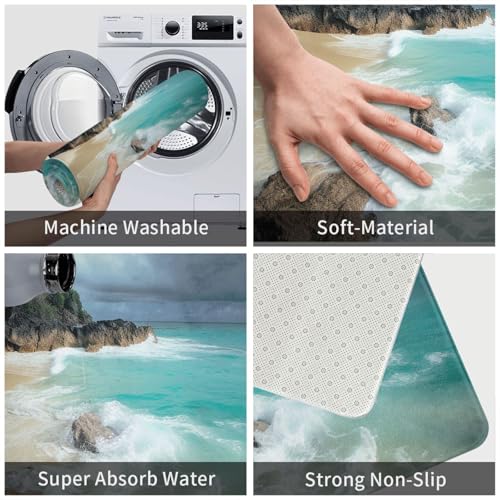 Front Door Mat Indoor Outdoor Welcome Mat, Serene Coastal Doormat Easy Clean Entryway Mats Stain and Fade Resistant Entry Rug Absorbent Flannel Bath Mats 19.5 x 31.5 Inch - Image 5