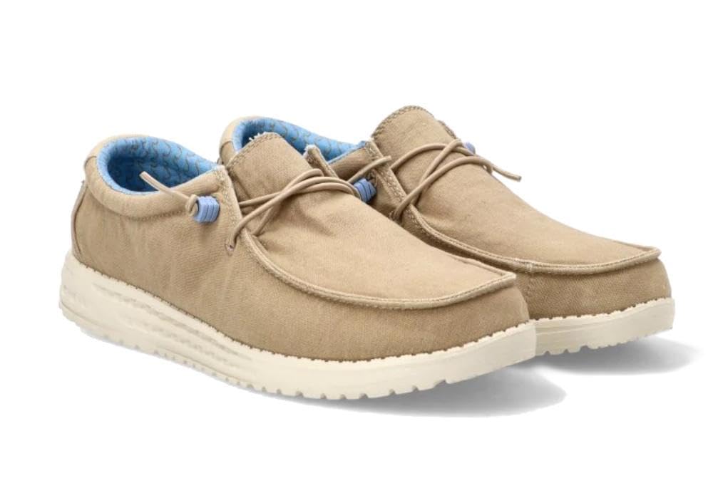Zapatos náuticos de Lona ETIKA 82047 Beige con Cordones elásticos cómodo y Ligero - Hombre