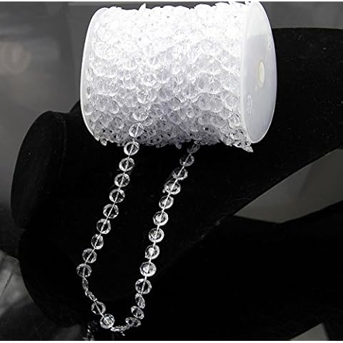 Krismile Hot New 99 Feet Roll 30 Meters Crystal Clear Acrylic Beaded Garland Strands Wedding Party Decoration Chandelier Cover