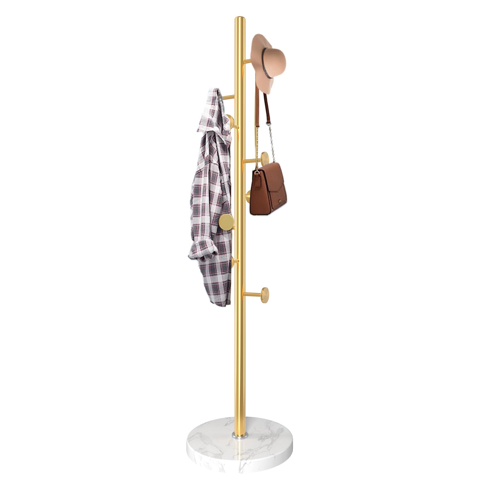 Modern Metal Coat Rack Stand Coat Rack Freestanding with Natural Marble Base Sturdy Heavy Duty Coat Racks with