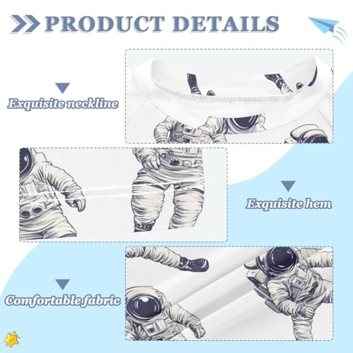 ALAZA Kids Rash Guard Girls Boys Toddler Swim Shirts Short Sleeve Astronaut UPF 50+ 3T3