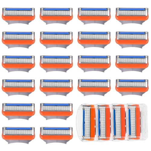 24 cuchillas de repuesto Fusion 5 para afeitadoras Fusion-5, cuchillas de afeitar de 5 pliegues, compatibles con afeitadoras húmedas. Cuchilla de afeitar para hombre
