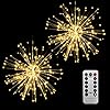 Lixada Vuurwerk Led-lichtsnoer, 150 leds, met afstandsbediening, decoratieve hangende starburst lamp voor binnen en buiten, voor feesten, bruiloft, tuintuin (2 stuks)