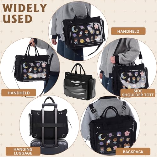 Bolsa Tote Grande Ita Mochila Bandolera Negra Kawaii miniatura 5