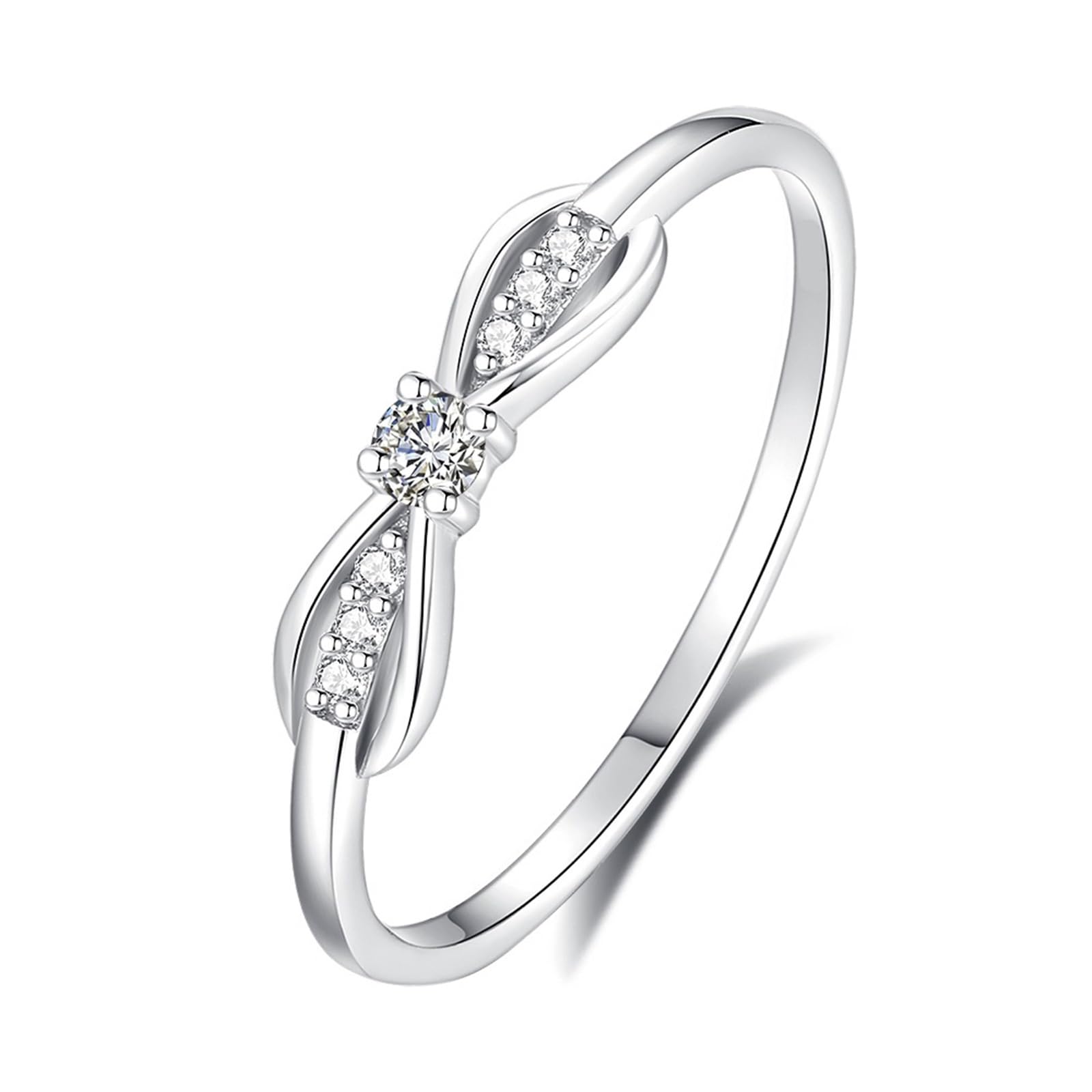 Hochzeit Ringe, Frauen Schleifenknoten mit rundem Diamant-Verlobungsring
