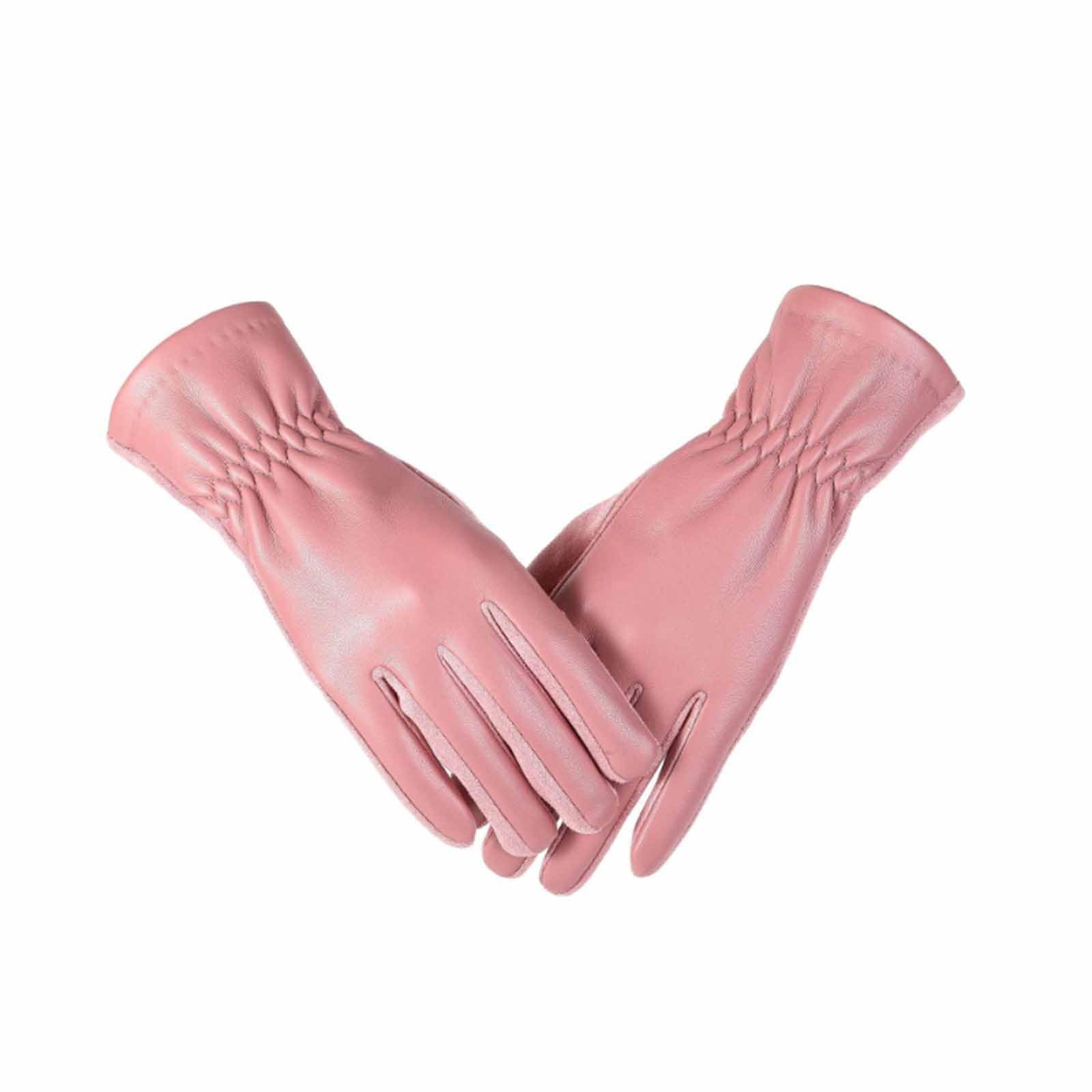 Women Leather Touch Screen Gloves, Winter Gloves for Ladies, Warm Touchscreen Windproof Texting Cashmere Lined Gloves
