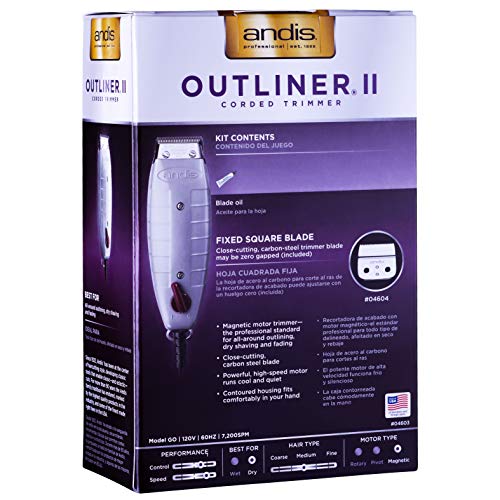 Andis Professional Outliner Ii Beard/Hair Trimmer, Gray, Model Go (04603) Bundled With A Beauwis Blade Brush #TOP4