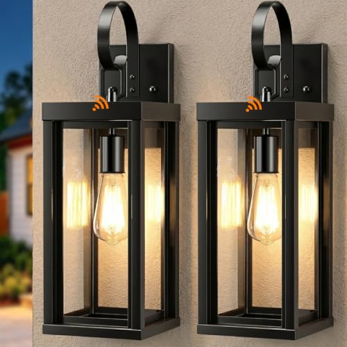 SNRU 18" Large Solar Porch Lights Outdoor 2-Pack, Dusk to Dawn Solar Wall...