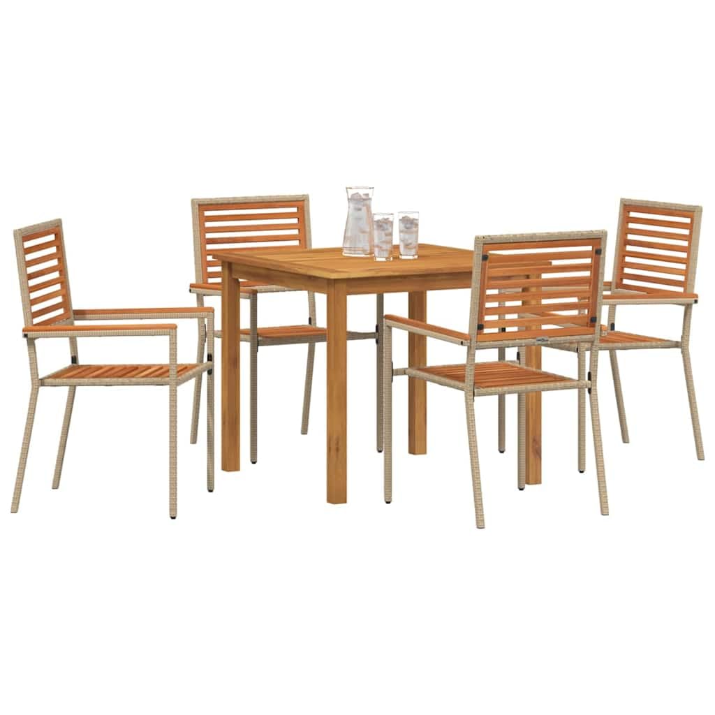 Ensemble de salle à manger pour jardin 5 pcs beige vidaXL en résine tressée