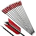 AMEYXGS 12 Pcs Archery Hunting Arrows Mix Carbon 30 Inch Flu Flu Arrows Spine 500 Target Practice Arrows with 4 Turkey Feather Replaceable Arrowhead for Outdoor Hunting (Black&Red)