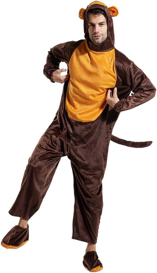 Monkey Costume Adult Funny Animal Onesie for Cosplay & Parties Adult Monkey Jumpsuit Pajama