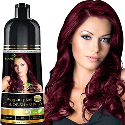 Herbishh Hair Color Shampoo for Gray Hair – Magic Hair Dye Shampoo – Colors Hair in Minutes–Long Lasting–500 Ml–3-In-1 Hair Color–Ammonia-Free | Herbishh (Burgundy)