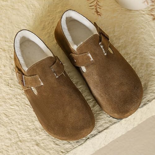 Sabots en daim véritable style Boston avec semelle en liège anatomique et boucle réglable femme