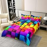Photo Gallery manfei set copripiumino in 100% cotone a quadretti colorati, per letto singolo, set di biancheria da letto moderno, 2 pezzi, motivo geometrico astratto, decorazione per la camera dei bambini, ragazzi Photo Gallery manfei set copripiumino in 100% cotone a quadretti colorati, per letto singolo, set di biancheria da letto moderno, 2 pezzi, motivo geometrico astratto, decorazione per la camera dei bambini, ragazzi