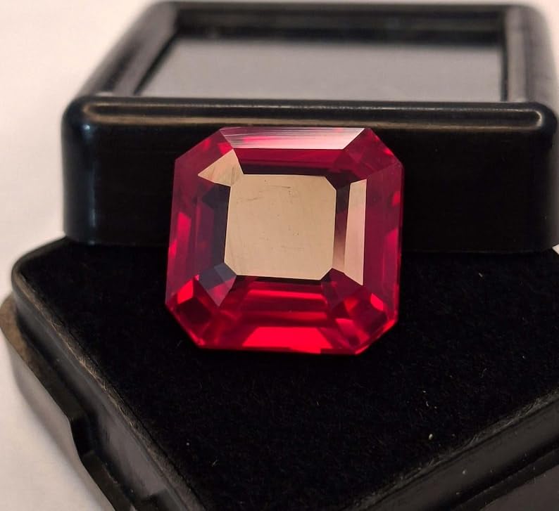 Image of Natural Dark Pink Sapphire Asscher Cut 13-15 Ct Loose Certified Gemstone Ideal Gems for Fine Jewelry Design, Bespoke Rings, Pendants