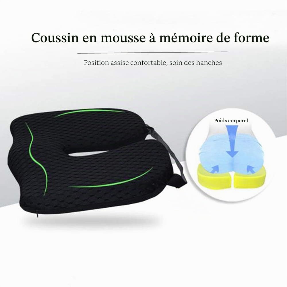 Coussin orthopédique avec soutien lombaire et appuie-tête, coussin de chaise ergonomique en mousse à mémoire de forme, sciatique, hémorroïdes et soulagement de la douleur pour siège auto