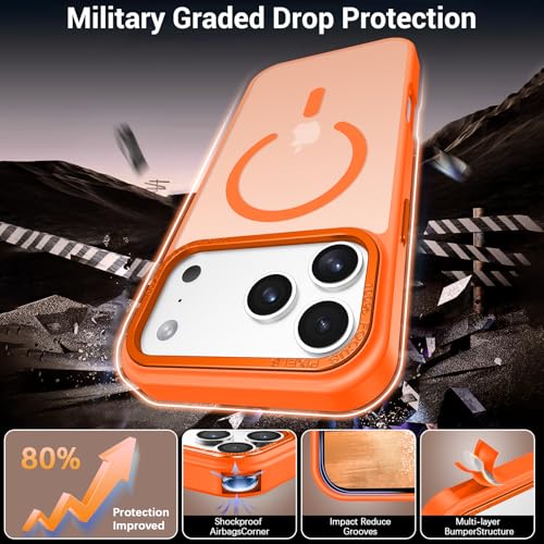 Image of YINLAI for iPhone 17 Pro Max Case 6.9-inch,Magnetic Compatible with MagSafe, Slim Matte Anti-Fingerprint, Shockproof Full Body Military Grade Protection for iPhone 17 Pro Max Cover, Cosmic Orange