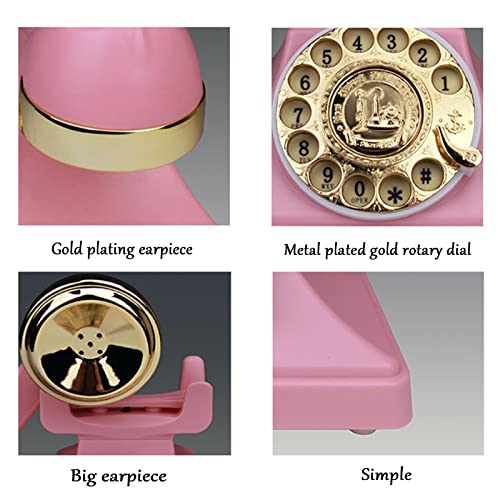 Teléfono fijo retro vintage estilo europeo rosa miniatura 4