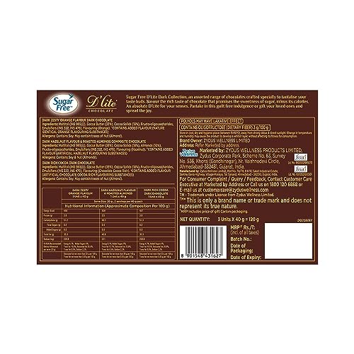 Image of Sugar Free D'lite The Dark Collection Assorted Chocolate Gift Pack 120gm With Premium Rakhi