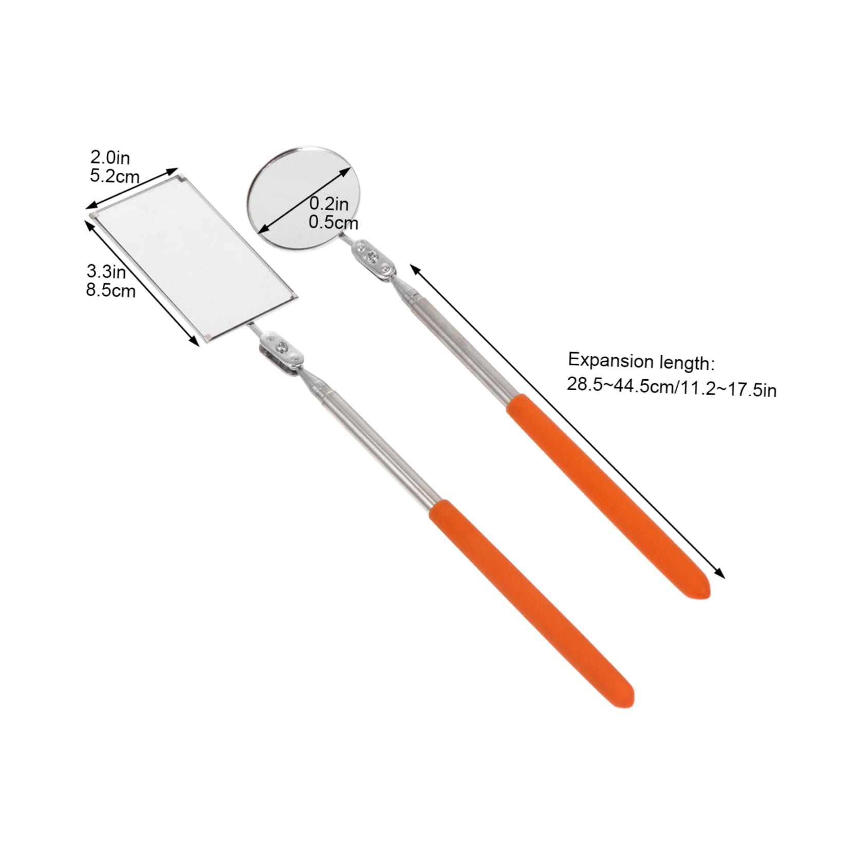 FUNOMOCYA 2pcs Vehicle Inspection Mirror Lash Mirror Clip Telescoping Pick- up Tool LED Mirrors Car Retractable Mirror Tools Automotive Telescopic Inspection Mirrors Light Stainless Steel