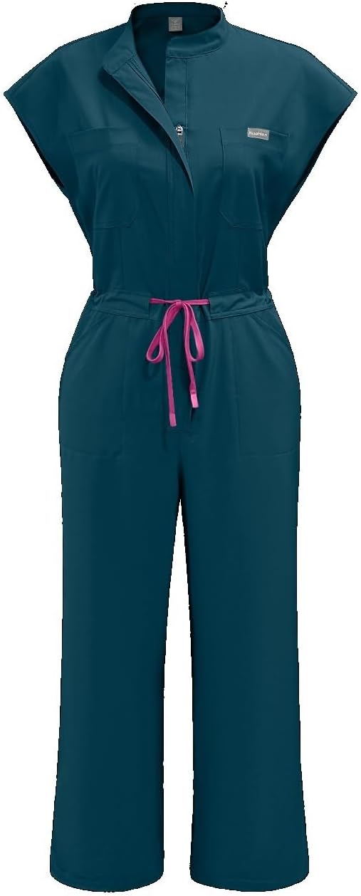 High End Solid Color Scrub Onesie Slim Fit Straight Leg Work Uniform For Doctors Nurses