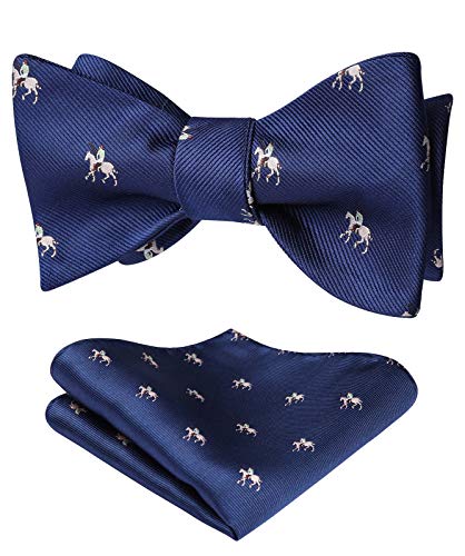 Image of HISDERN Bow Ties for Men Self Tie Animal Bowties Pocket Square Woven Silk Fun Bowtie Handkerchief Set for Wedding Party