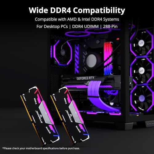 Image of Timetec Pinnacle Konduit RGB 64GB KIT(4x16GB) DDR4 3200MHz PC4-25600 CL16-18-18-38 XMP2.0 Overclocking 1.35V Dual Rank Compatible for AMD and Intel Desktop Gaming PC Memory Module - Black